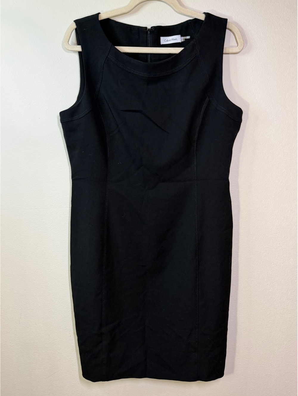 Calvin Klein Classic Black Sleeveless Sheath Dress Size 12